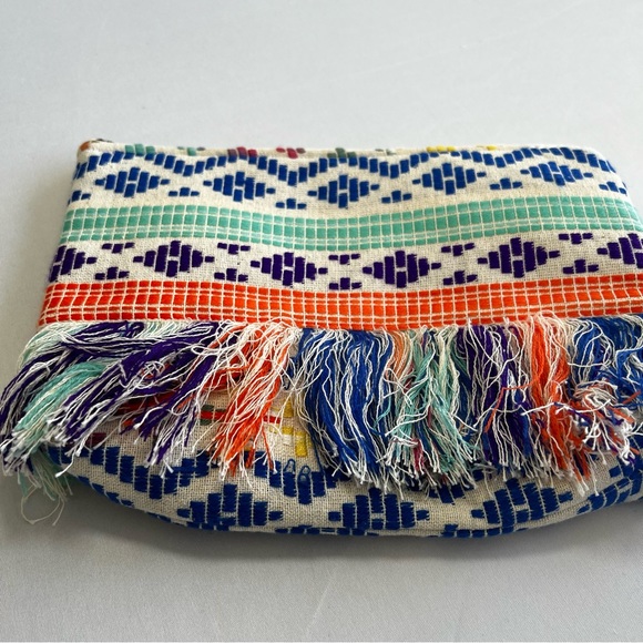 Fringe handbag - canvas colorful prints - Picture 2 of 10